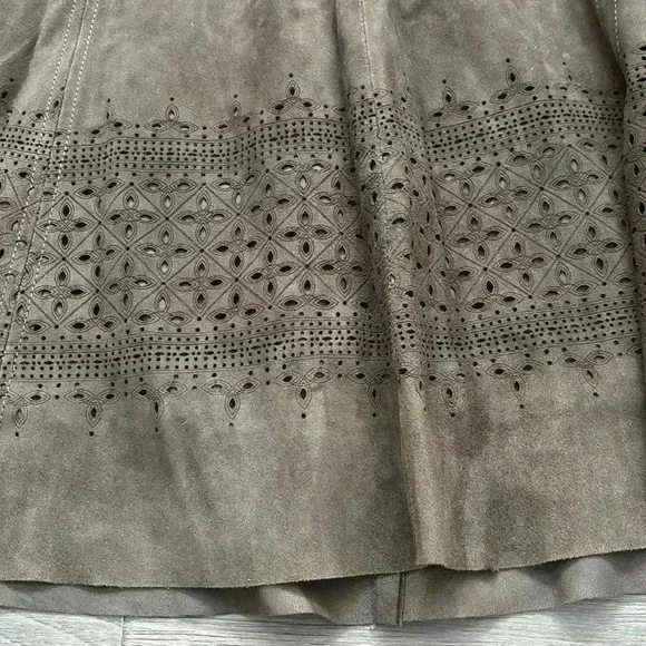 Lamarque | Brown Cowgirl 100% Leather Suede Dress with Cutout Designs Size 2 - Picture 12 of 14